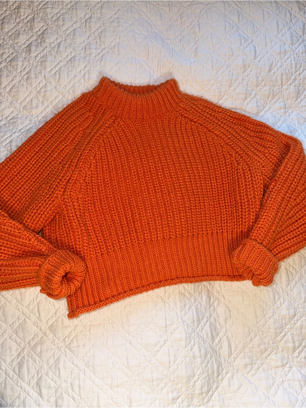 H&M Chunky Knit Ribbed Mock Neck Sweater
